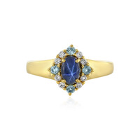 Zilveren ring met een blauwe ster saffier