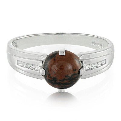 Zilveren herenring met een mahonie obsidiaan
