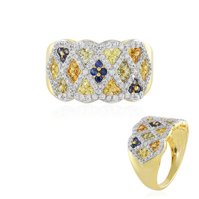 Zilveren ring met oranje saffieren
