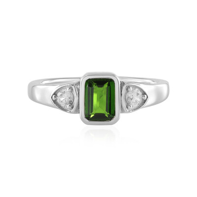Zilveren ring met een Russische diopsied