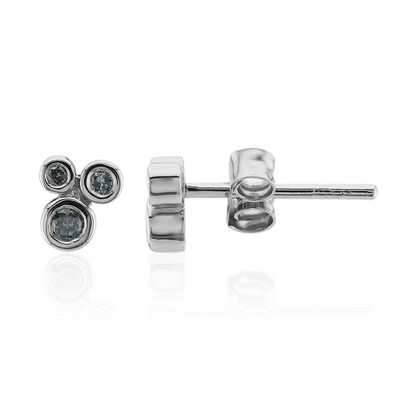 Zilveren oorbellen met Hemelsblauwe Diamanten I1