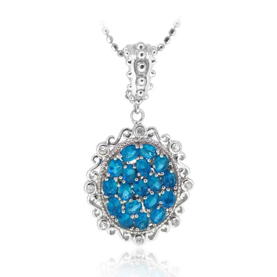 Zilveren halsketting met neon blauwe apatieten (Dallas Prince Designs)