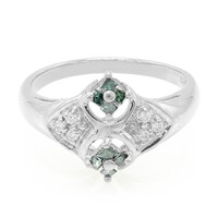Zilveren ring met bosgroene diamanten