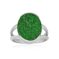 Zilveren ring met een Uwarowiet (Bali Barong)