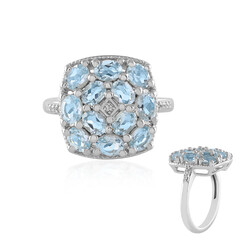 Zilveren ring met hemel-blauwe topaasstenen