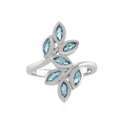 Zilveren ring met Zwitsers-blauwe topaasstenen
