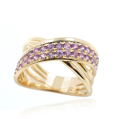 Gouden ring met Onverhitte Purper Saffieren