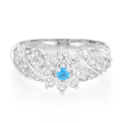 Zilveren ring met een neon blauwe apatiet