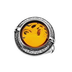 Zilveren ring met een Baltische barnsteen