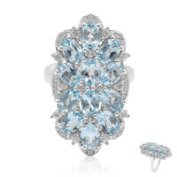 Zilveren ring met hemel-blauwe topaasstenen