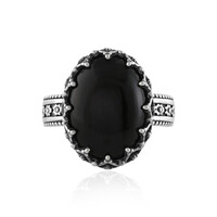 Zilveren ring met een zwarte onyx