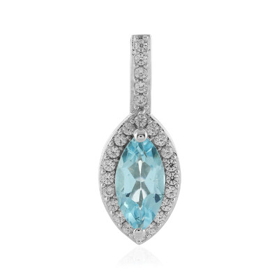 Zilveren hanger met een hemel-blauwe topaas