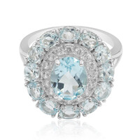 Zilveren ring met een hemel-blauwe topaas