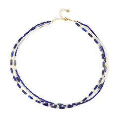 Zilveren halsketting met lapis lazulistenen (Riya)