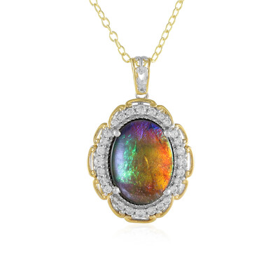 Zilveren halsketting met een ammoliet (Gems en Vogue)