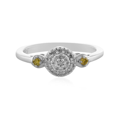 Zilveren ring met I2 Gele Diamanten