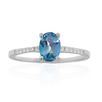 Zilveren ring met een Poederblauwe mystieke topaas