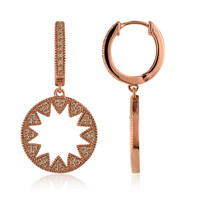 Gouden oorbellen met SI1 Argyle Rose De France Diamanten