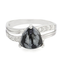 Zilveren ring met een sneeuwvlokken obsidiaan