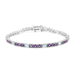 Zilveren armband met hemel-blauwe topaasstenen