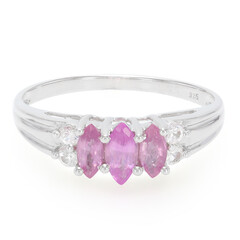 Zilveren ring met een Ceylon roze saffier