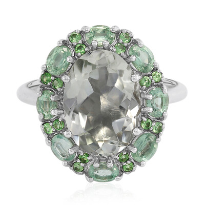 Zilveren ring met een groene amethist