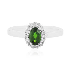 Zilveren ring met een Russische diopsied