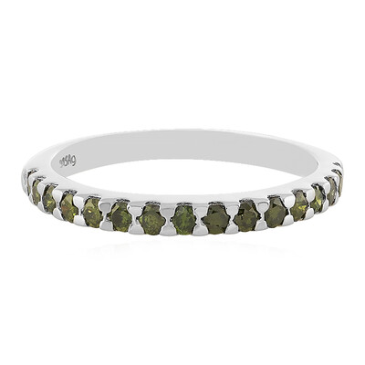 Zilveren ring met I3 Groene Diamanten