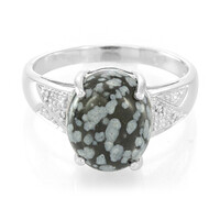 Zilveren ring met een sneeuwvlokken obsidiaan
