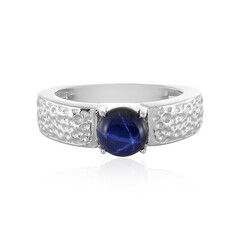 Zilveren ring met een blauwe ster saffier