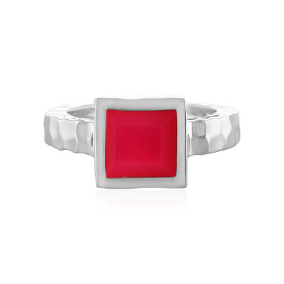 Zilveren ring met een framboos chalcedoon (MONOSONO COLLECTION)