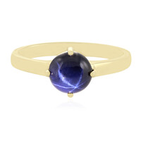 Zilveren ring met een blauwe ster saffier
