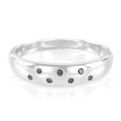 Zilveren ring met Koningsblauwe diamanten