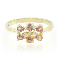 Gouden ring met Onverhitte Padparadscha Saffieren