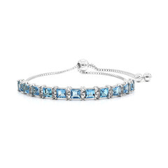 Zilveren armband met Zwitsers-blauwe topaasstenen