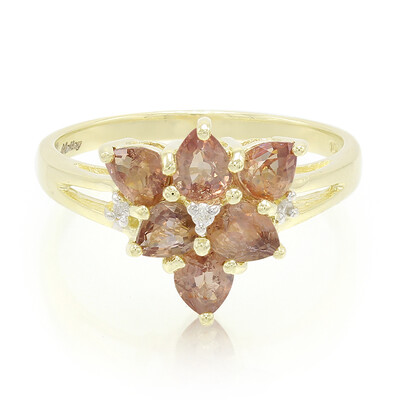 Gouden ring met Onverhitte Padparadscha Saffieren