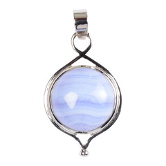 Zilveren hanger met een Blauwe chalcedoon