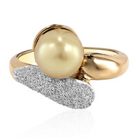 Gouden ring met een gouden zuidzee parel (TPC)