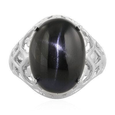Zilveren ring met een Indische Ster Diopsied