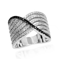 Zilveren ring met zwarte spinelstenen