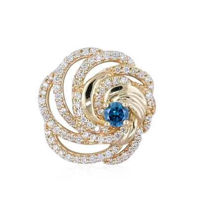 Gouden hanger met een blauwe SI2 diamant
