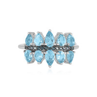 Zilveren ring met Zwitsers-blauwe topaasstenen