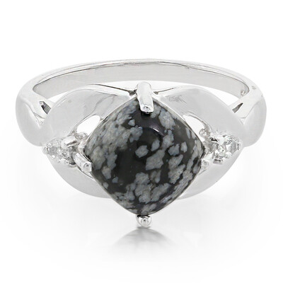 Zilveren ring met een sneeuwvlokken obsidiaan