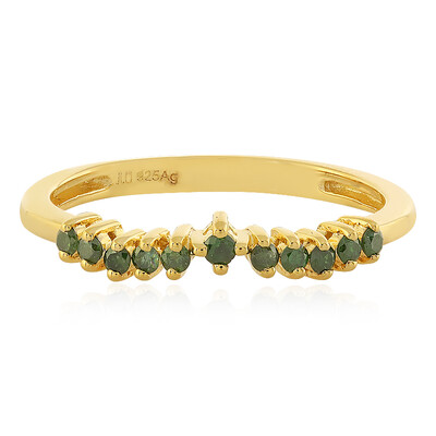 Zilveren ring met een I3 Groene Diamant