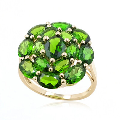 Gouden ring met een Russische diopsied