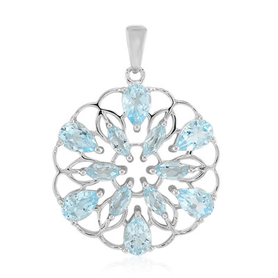 Zilveren hanger met hemel-blauwe topaasstenen