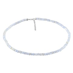 Zilveren halsketting met Blauwe chalcedonen