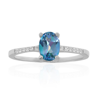 Zilveren ring met een Poederblauwe mystieke topaas