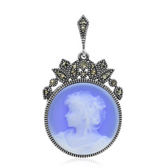 Zilveren hanger met een blauwe kant agaat