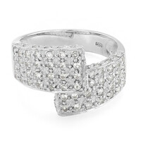 Zilveren ring met witte topaasstenen